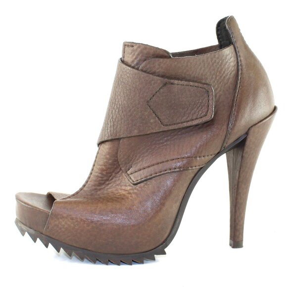 Pedro Garcia Chenoa Dune Cervo Leather Peep Toe Heels Womens (US 6.5/US 37) - Picture 4 of 10